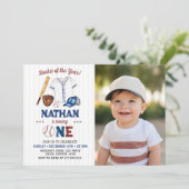 バッターアップベースボール1歳の招待状 サンキューカード (スタンド正面)