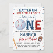 バッターアップベースボール1歳の招待状 招待状 (正面)