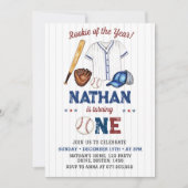 バッターアップベースボール1歳の招待状 招待状 (正面)