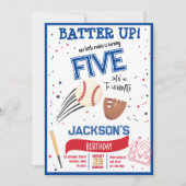 バッターアップリトルルーキーキュート野球誕生日 招待状 (正面)