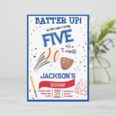バッターアップリトルルーキーキュート野球誕生日 招待状 (スタンド正面)