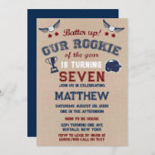 バッターアップ我々の小さなルーキーはAdd Age Inv回転している 招待状 (正面/裏面)