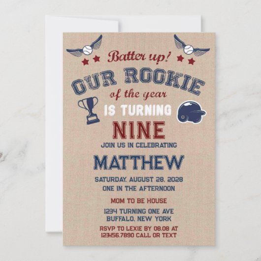 バッターアップ我々の小さなルーキーはAdd Age Inv回転している 招待状