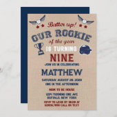 バッターアップ我々の小さなルーキーはAdd Age Inv回転している 招待状 (正面/裏面)