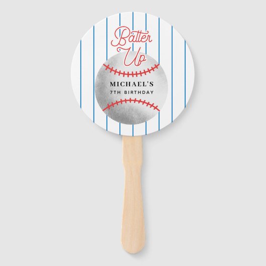 バッターアップ野球テーマ誕生日パーティーフォト ハンドファン (正面)