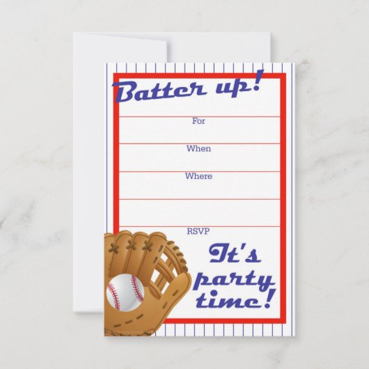 バッターアップ野球パーティー招待状 招待状 (正面)