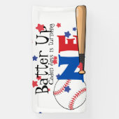 バッターアップ野球初誕生日旗 横断幕 (縦)