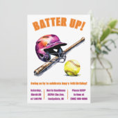 バッターアップ！スイングバイ！ソフトボール誕生日パーティー 招待状 (スタンド正面)