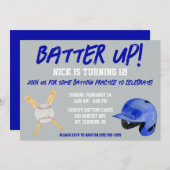 バッターアップ!野球をテーマにした誕生日パーティー 招待状 (正面/裏面)