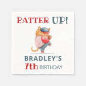 バッターアップ！野球スポーツボーイズ誕生日パーティー スタンダードカクテルナプキン (正面)
