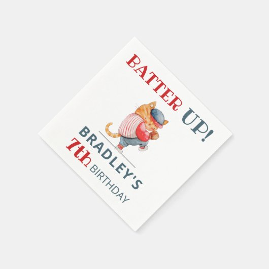 バッターアップ！野球スポーツボーイズ誕生日パーティー スタンダードカクテルナプキン (角)