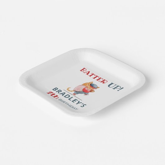 バッターアップ!野球スポーツボーイズ誕生日パーティー ペーパープレート (傾斜あり)