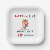 バッターアップ!野球スポーツボーイズ誕生日パーティー ペーパープレート (正面)