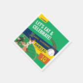 バッター付き野球および飛んでいるボール誕生日 スタンダードカクテルナプキン (角)
