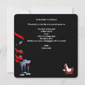 バッチェロレットパーティーレッドシューハイヒールのワイングラス 招待状 (裏面)