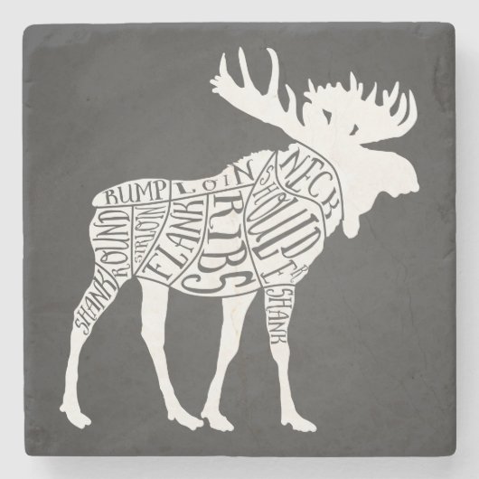 バッチャー線図の肉は時計の狩りムースを切る ストーンコースター (正面)