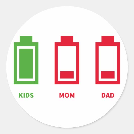 バッテリのおもしろい低い子供ママパパのエネルギー ラウンドシール (正面)