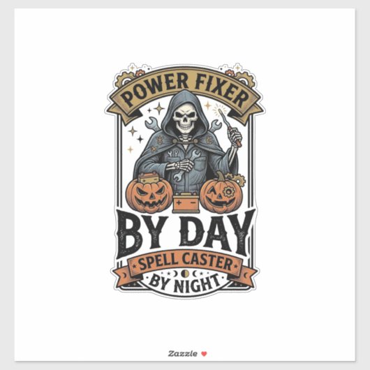 バッテリー修理の魔女 楽しいハロウィーン技術者Shirt シール (シート)