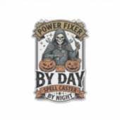 バッテリー修理の魔女 楽しいハロウィーン技術者Shirt シール (正面)