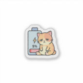 バッテリー切れソーシャルモード猫 シール (正面)
