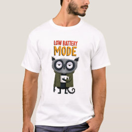 バッテリー切れモード 楽しいアライグマ オフィスユーモア ギフト Tシャツ