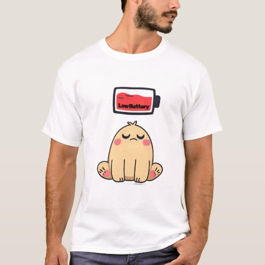 バッテリー切れ気分 - 笑えるコミック落書き Tシャツ (正面)