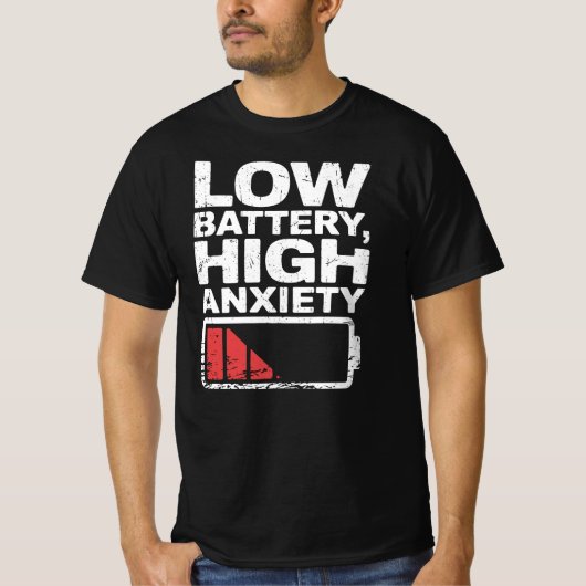 バッテリー切れ - 不安MAX Tシャツ (正面)