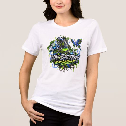 バッテリー残量低下 本能高鳴る トライブレンドTシャツ (正面)