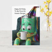 バッテリー残量少なめのお友達の誕生日を祝うユーモア カード (黄色い花)