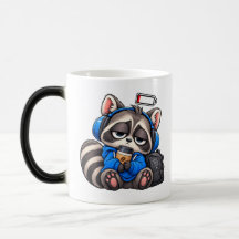バッテリー残量少なめのアライグマとコーヒー – 元気は後で