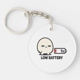 バッテリー残量1% - かわいい疲れたキャラクターのミニマリストA キーホルダー