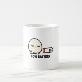 バッテリー残量1% - かわいい疲れたキャラクターのミニマリストA コーヒーマグカップ