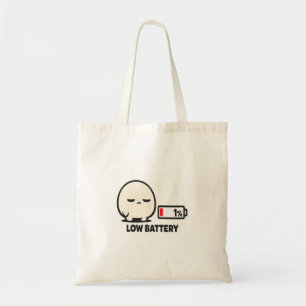 バッテリー残量1% - かわいい疲れたキャラクターのミニマリストA トートバッグ