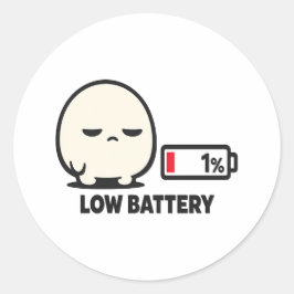 バッテリー残量1% - かわいい疲れたキャラクターのミニマリストA ラウンドシール
