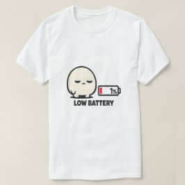 バッテリー残量1% - かわいい疲れたキャラクターのミニマリストA Tシャツ
