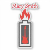 バッテリー、ギター、火炎 シール (正面)