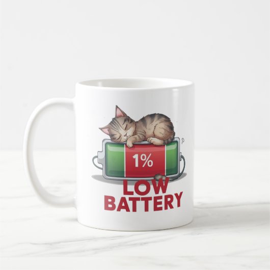バッテリ低下の子猫 コーヒーマグカップ (左)