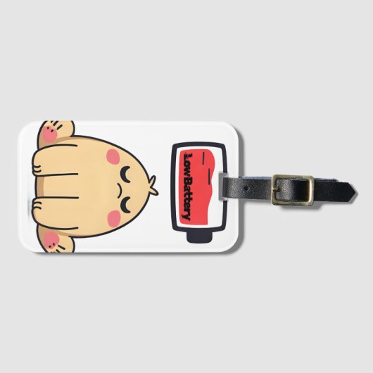 バッテリ低下ムード – おもしろい漫画ドードル ラゲッジタグ (正面横)