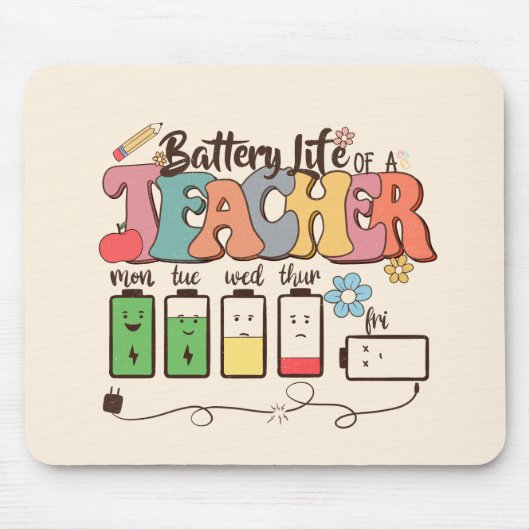 バッテリ寿命 – 関連先生教育者 マウスパッド (正面)