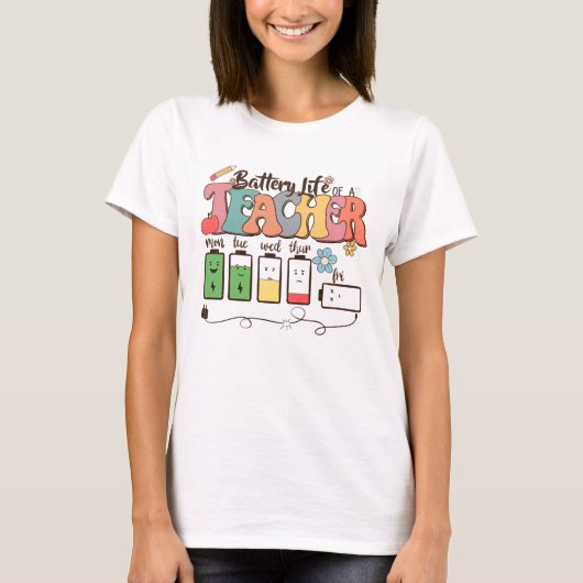 バッテリ寿命 – 関連先生教育者 Tシャツ (正面)