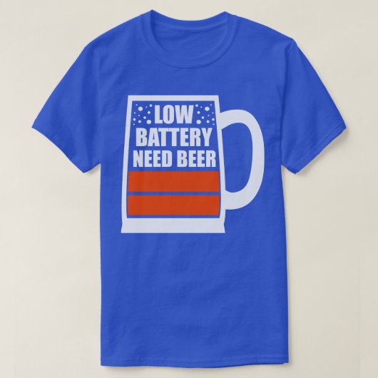 バッテリ残量が少ないビール Tシャツ (デザイン正面)
