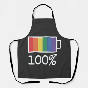 バッテリ100%のゲイおもしろいLGBTプライド月の平等 エプロン