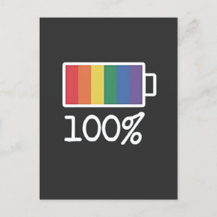 バッテリ100%のゲイおもしろいLGBTプライド月の平等 案内ポストカード