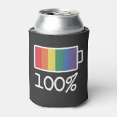 バッテリ100%のゲイおもしろいLGBTプライド月の平等 缶クーラー (缶正面)