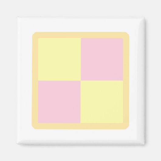 バッテンバーグケーキ。ピンクと黄色。 マグネット (正面)