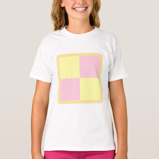 バッテンバーグケーキ。ピンクと黄色。 Tシャツ (正面)