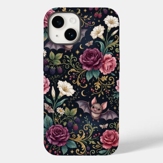 バットが薔薇の中を飛ぶ ゴシックiPhone 15ケース Case-Mate iPhoneケース (裏面)