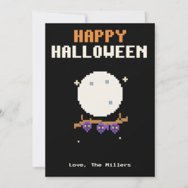 バットと月 ピクセルアート ハロウィンカード シーズンカード