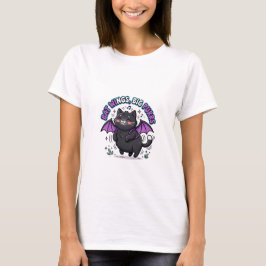バットウィング 大きなゴロゴロ音 かわいい黒猫 ハロウィン Tシャツ