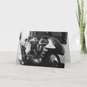 バットサイクルのバットマンとロビン カード